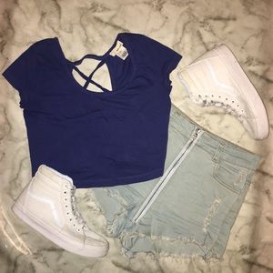 Cut Out Back Crop Top